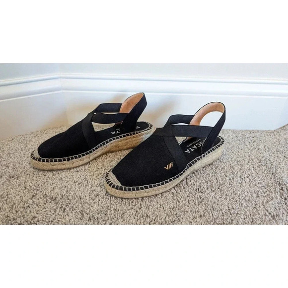 Viscata Espadrilles Flat Sandals Black Canvas sz 8 - Picture 3 of 6